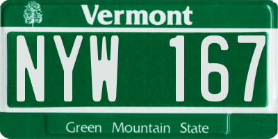 VT license plate NYW167