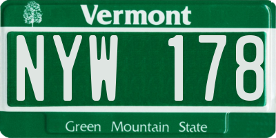 VT license plate NYW178