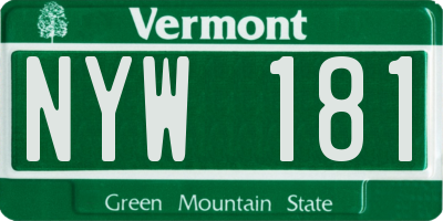 VT license plate NYW181