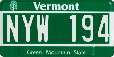 VT license plate NYW194