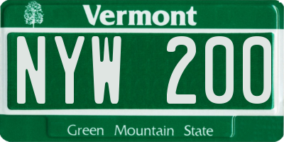 VT license plate NYW200