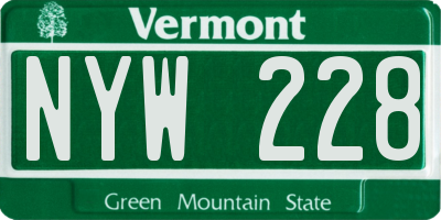 VT license plate NYW228