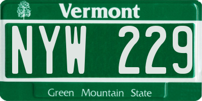VT license plate NYW229