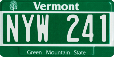 VT license plate NYW241