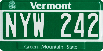 VT license plate NYW242