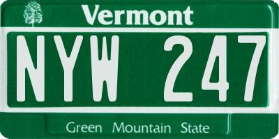 VT license plate NYW247