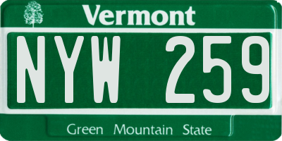 VT license plate NYW259