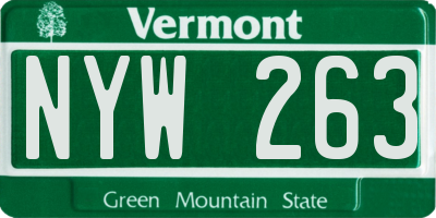 VT license plate NYW263