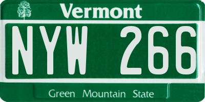 VT license plate NYW266