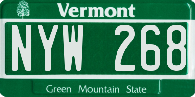 VT license plate NYW268
