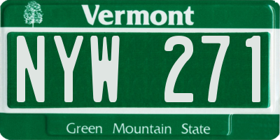 VT license plate NYW271