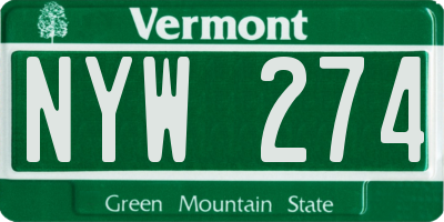 VT license plate NYW274