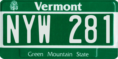 VT license plate NYW281