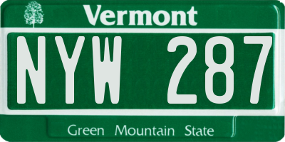 VT license plate NYW287