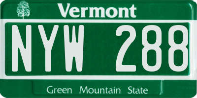VT license plate NYW288