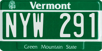 VT license plate NYW291