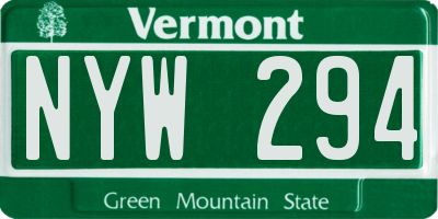 VT license plate NYW294