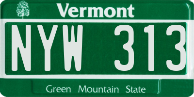 VT license plate NYW313