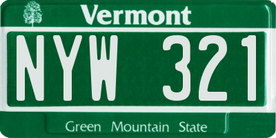 VT license plate NYW321