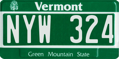 VT license plate NYW324