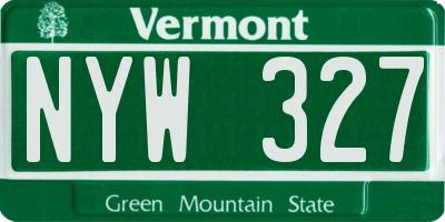 VT license plate NYW327
