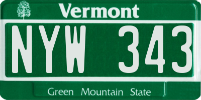 VT license plate NYW343