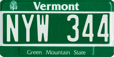 VT license plate NYW344