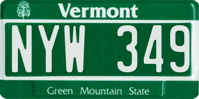 VT license plate NYW349