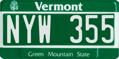 VT license plate NYW355