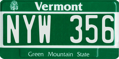 VT license plate NYW356