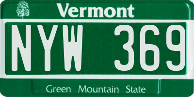 VT license plate NYW369