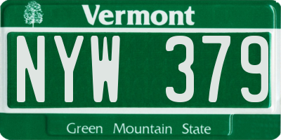 VT license plate NYW379