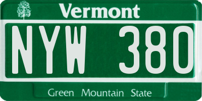VT license plate NYW380