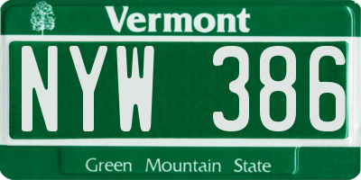 VT license plate NYW386