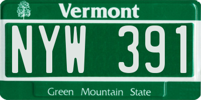VT license plate NYW391