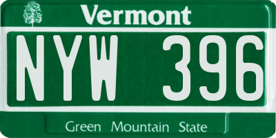 VT license plate NYW396