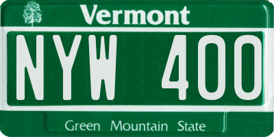 VT license plate NYW400