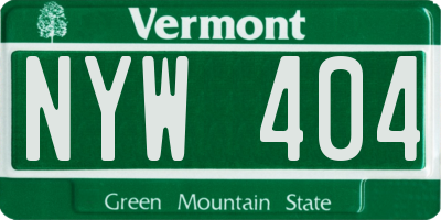 VT license plate NYW404