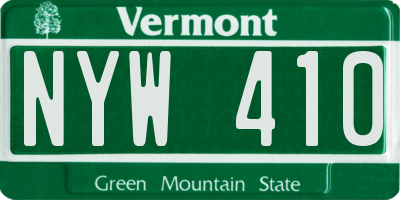 VT license plate NYW410