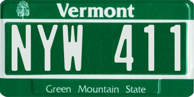 VT license plate NYW411