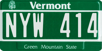 VT license plate NYW414