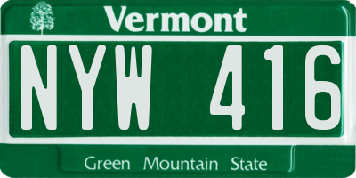 VT license plate NYW416