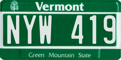 VT license plate NYW419