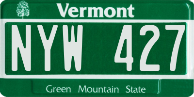 VT license plate NYW427