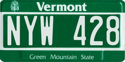 VT license plate NYW428