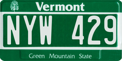 VT license plate NYW429