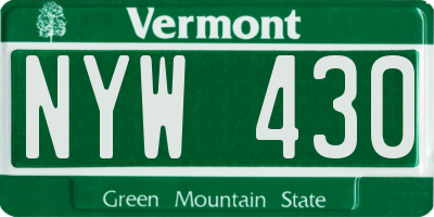VT license plate NYW430