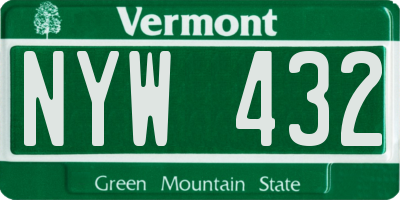 VT license plate NYW432