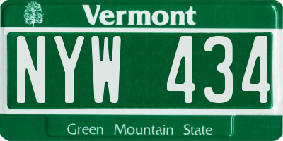 VT license plate NYW434