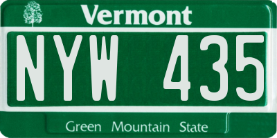 VT license plate NYW435